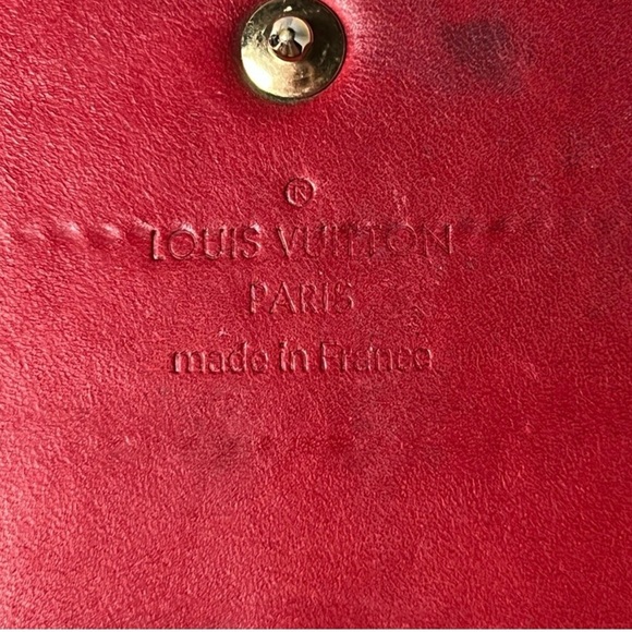 Louis Vuitton Candy Apple Red Patent Leather Vernis Wallet with Chain